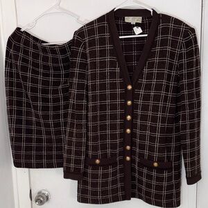 St. John Dark Brown Checkered Blazer Open to offers